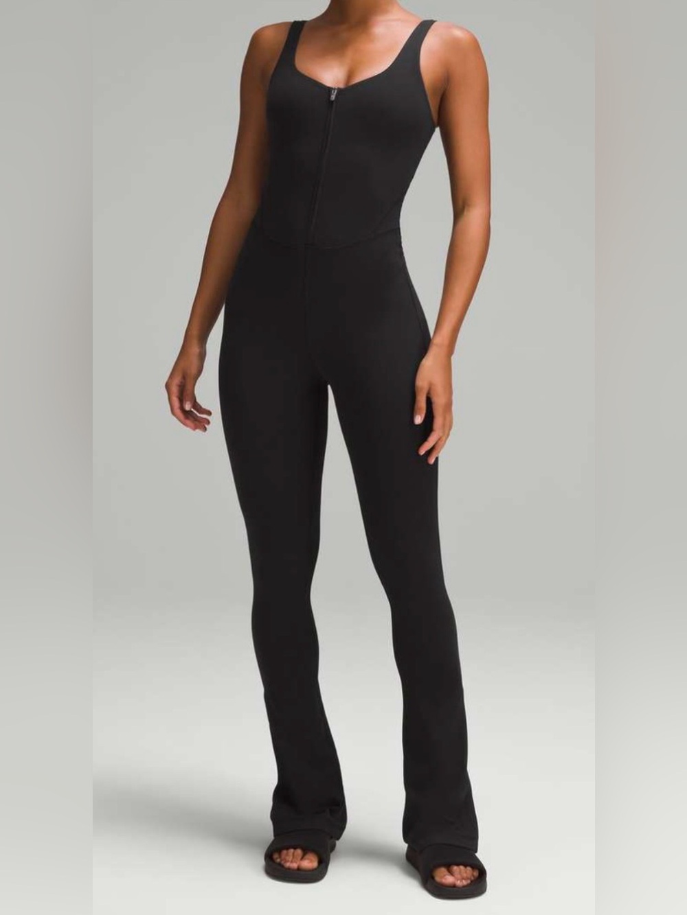 lululemon athletica Black Scoop-Neck Zip Front Jumpsuit